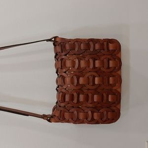 Patricia Nash Positano Saddle Bag Round Chain Link in Tan and Gold